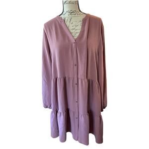 Nine West Dusty Pink Long Sleeve Babydoll Dress Size XL